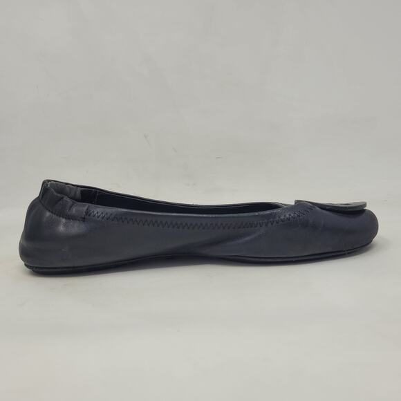 Tory Burch Flats Womens 7M Black Leather Minnie Ballet Comfort Double T Sip On - Picture 5 of 13